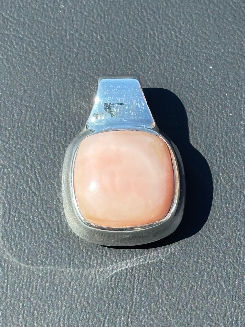 Sterling Silver 925 Pink Opal Cabochon Pendant